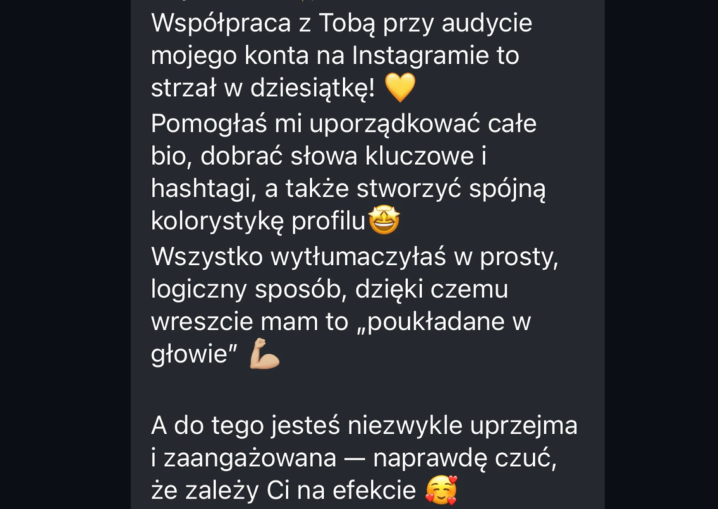 Opinie o współpracy na social mediami Klaudia Socials